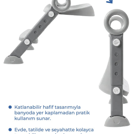 Babyjem Basamaklı Katlanır Klozet Adaptörü Soft Gri