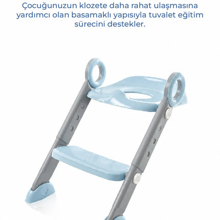 Babyjem Basamaklı Katlanır Klozet Adaptörü Soft Mavi