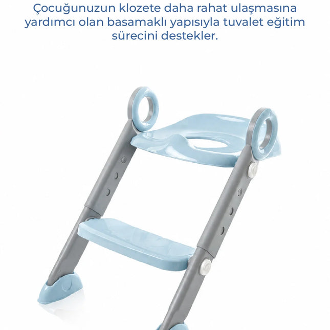 Babyjem Basamaklı Katlanır Klozet Adaptörü Soft Mavi