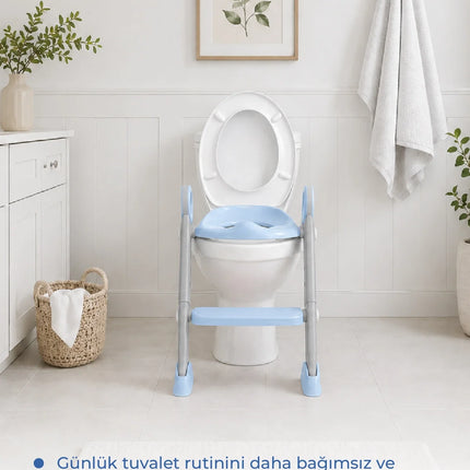 Babyjem Basamaklı Katlanır Klozet Adaptörü Soft Mavi