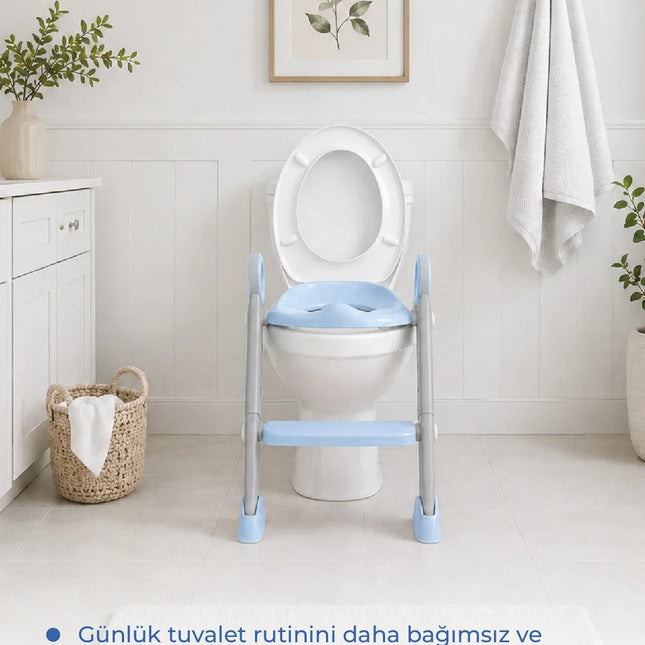 Babyjem Basamaklı Katlanır Klozet Adaptörü Soft Mavi