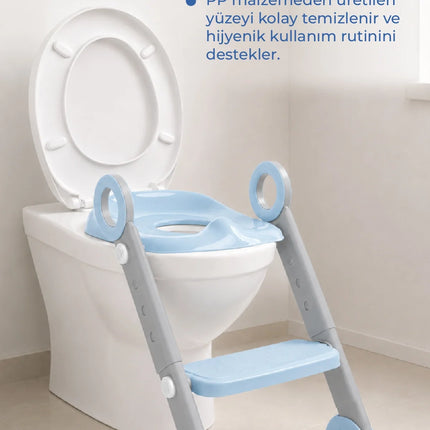 Babyjem Basamaklı Katlanır Klozet Adaptörü Soft Mavi