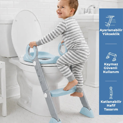 Babyjem Basamaklı Katlanır Klozet Adaptörü Soft Mavi