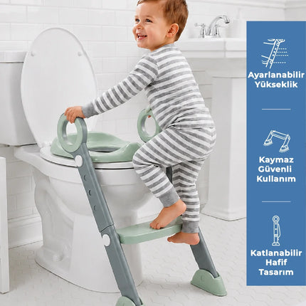 Babyjem Basamaklı Katlanır Klozet Adaptörü Soft Yeşil