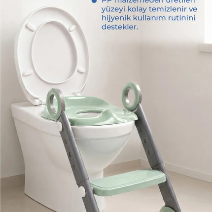 Babyjem Basamaklı Katlanır Klozet Adaptörü Soft Yeşil