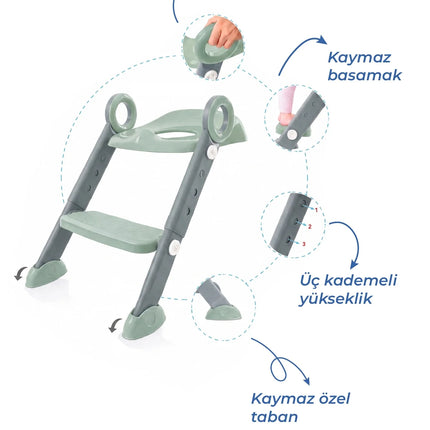 Babyjem Basamaklı Katlanır Klozet Adaptörü Soft Yeşil
