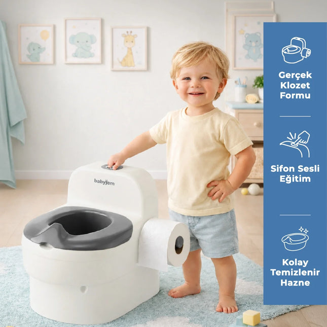 Babyjem Bebeğimin İlk Tuvaleti Sifon Sesli Lazımlık Oturak Kum Beji
