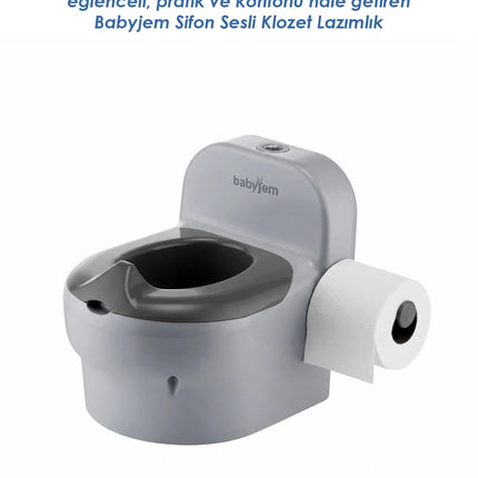 Babyjem Bebeğimin İlk Tuvaleti Sifon Sesli Lazımlık Oturak Soft Gri