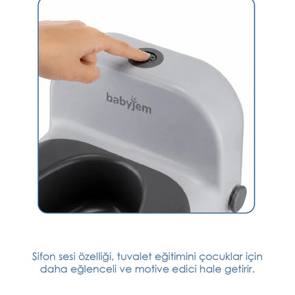 Babyjem Bebeğimin İlk Tuvaleti Sifon Sesli Lazımlık Oturak Soft Gri