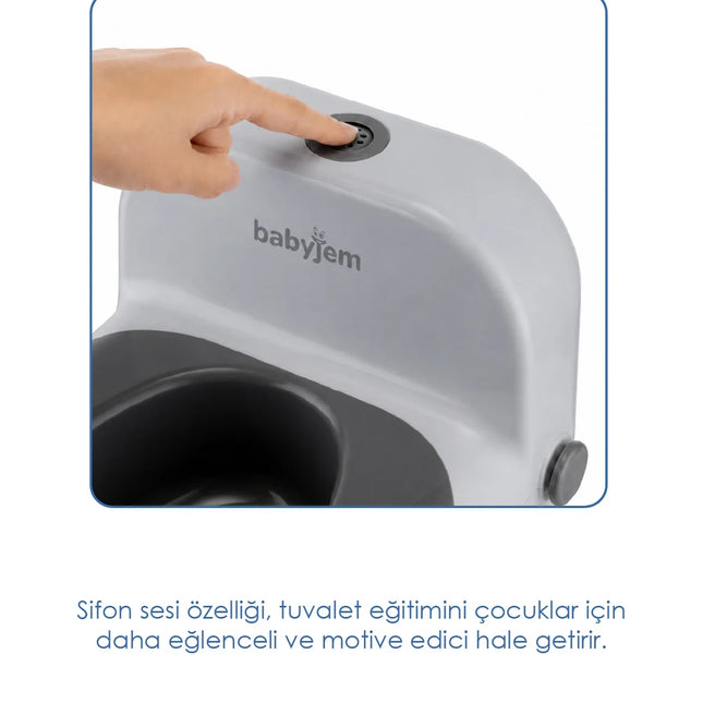 Babyjem Bebeğimin İlk Tuvaleti Sifon Sesli Lazımlık Oturak Soft Gri