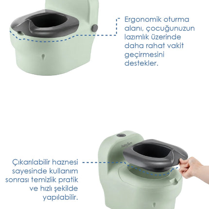 Babyjem Bebeğimin İlk Tuvaleti Sifon Sesli Lazımlık Oturak Soft Yeşil