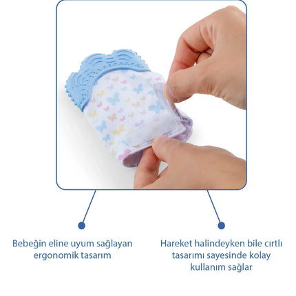 Babyjem Bebek Diş Kaşıyıcı Eldiveni Kelebek Mavi