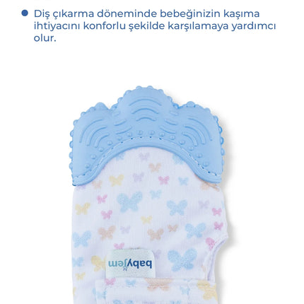 Babyjem Bebek Diş Kaşıyıcı Eldiveni Kelebek Mavi