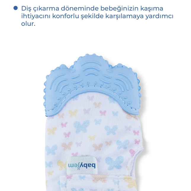 Babyjem Bebek Diş Kaşıyıcı Eldiveni Kelebek Mavi
