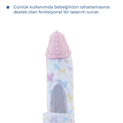 Babyjem Bebek Diş Kaşıyıcı Eldiveni Kelebek Pembe