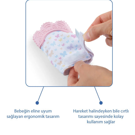 Babyjem Bebek Diş Kaşıyıcı Eldiveni Kelebek Pembe