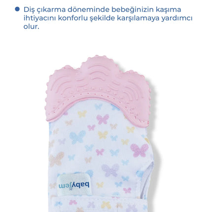 Babyjem Bebek Diş Kaşıyıcı Eldiveni Kelebek Pembe