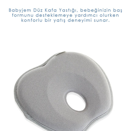 Babyjem Bebek Düz Kafa Yastığı Düz Kafa Engelleyici Yastık Gri