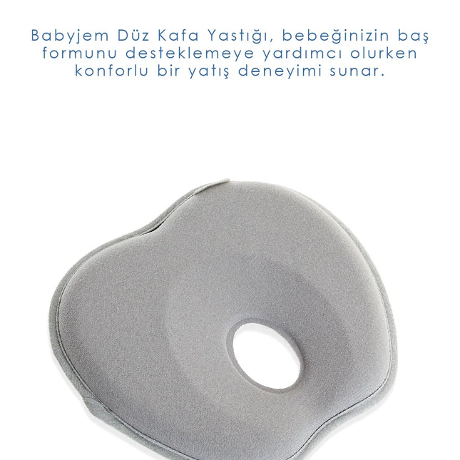 Babyjem Bebek Düz Kafa Yastığı Düz Kafa Engelleyici Yastık Gri