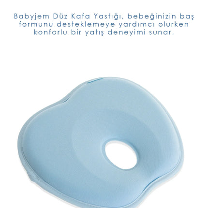 Babyjem Bebek Düz Kafa Yastığı Düz Kafa Engelleyici Yastık Mavi
