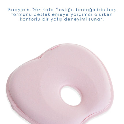 Babyjem Bebek Düz Kafa Yastığı Düz Kafa Engelleyici Yastık Pembe