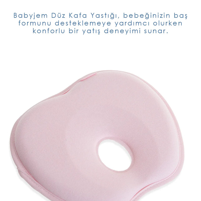 Babyjem Bebek Düz Kafa Yastığı Düz Kafa Engelleyici Yastık Pembe