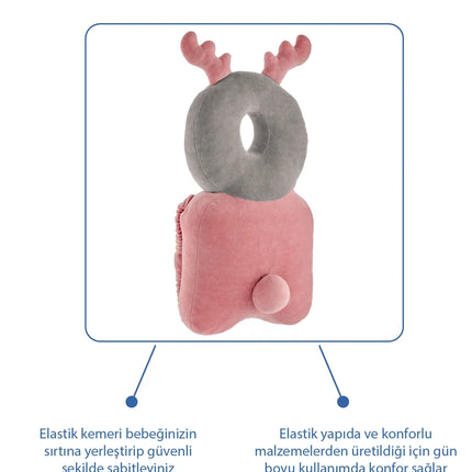 Babyjem Bebek Melek Kanadı Kafa Bel Koruma Yastığı Pembe Kadife