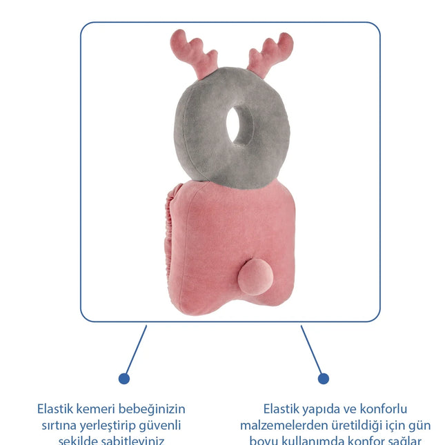 Babyjem Bebek Melek Kanadı Kafa Bel Koruma Yastığı Pembe Kadife