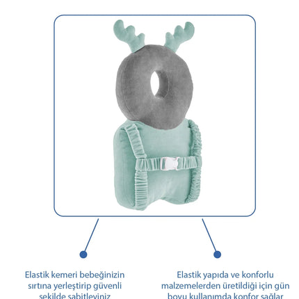 Babyjem Bebek Melek Kanadı Kafa Bel Koruma Yastığı Yeşil Kadife