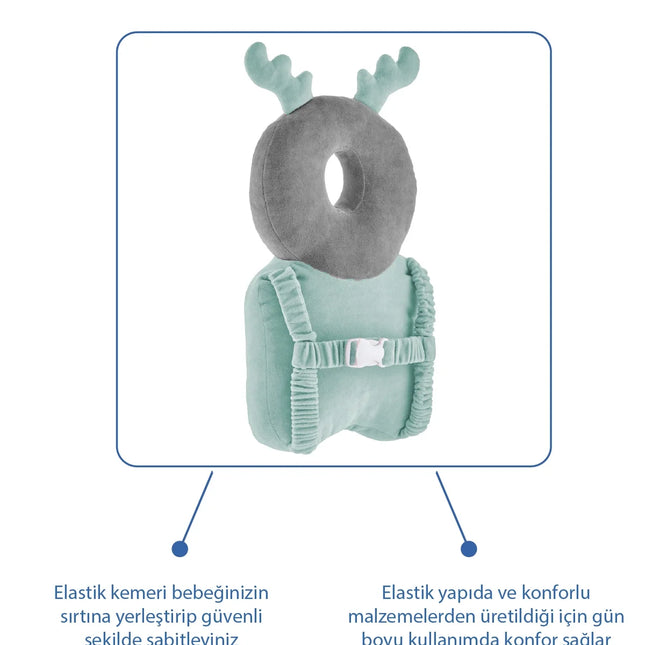 Babyjem Bebek Melek Kanadı Kafa Bel Koruma Yastığı Yeşil Kadife