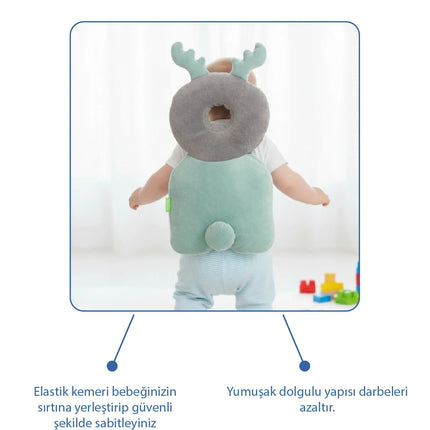Babyjem Bebek Melek Kanadı Kafa Bel Koruma Yastığı Yeşil Kadife