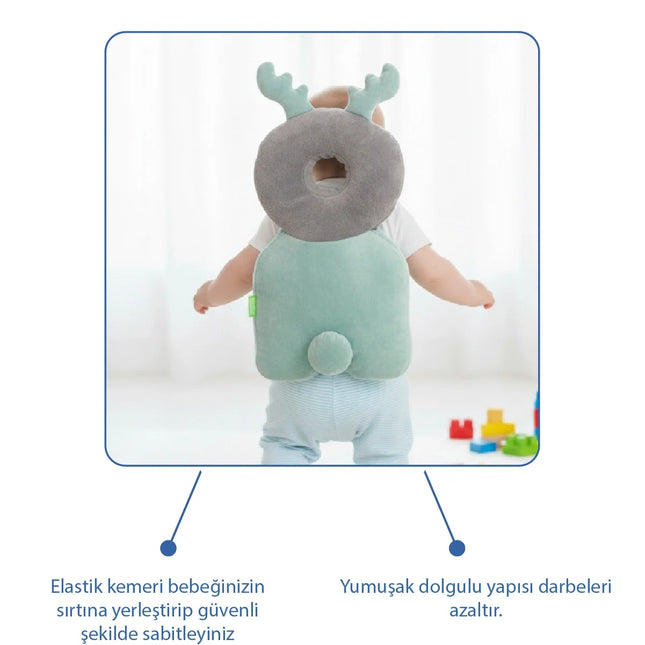 Babyjem Bebek Melek Kanadı Kafa Bel Koruma Yastığı Yeşil Kadife