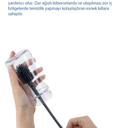 Babyjem Biberon ve Emzik Temizleme Fırçası Gri