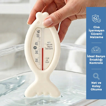 Babyjem Cıvasız Balık Banyo Oda Termometresi Beyaz