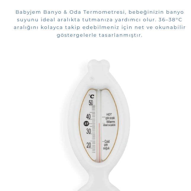 Babyjem Cıvasız Balık Banyo Oda Termometresi Beyaz