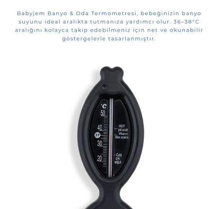 Babyjem Cıvasız Balık Banyo Oda Termometresi Siyah