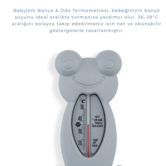 Babyjem Cıvasız Kurbağa Banyo Oda Termometresi Gri