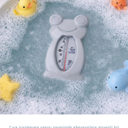 Babyjem Cıvasız Kurbağa Banyo Oda Termometresi Gri