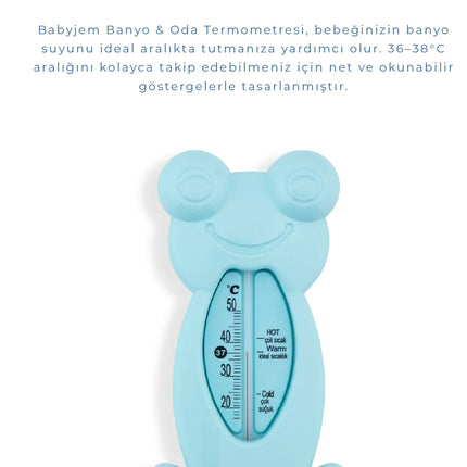 Babyjem Cıvasız Kurbağa Banyo Oda Termometresi Turkuaz