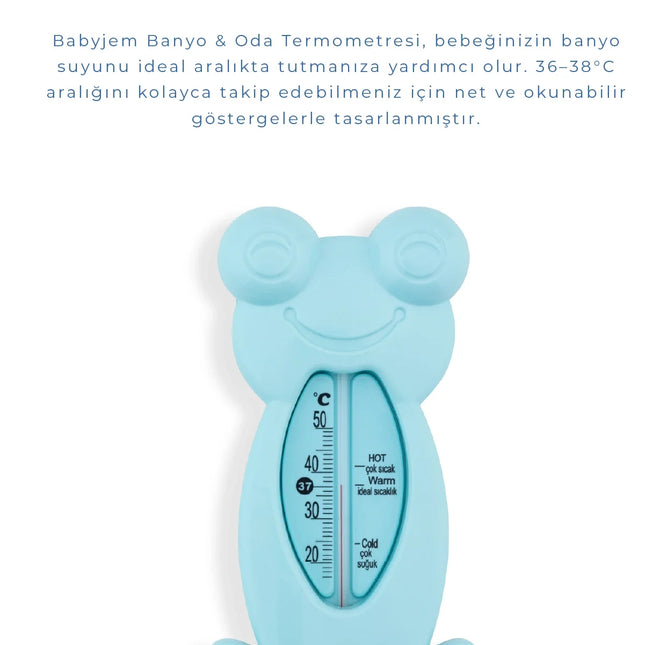 Babyjem Cıvasız Kurbağa Banyo Oda Termometresi Turkuaz