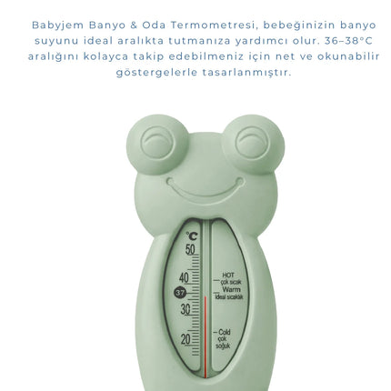 Babyjem Cıvasız Kurbağa Banyo Oda Termometresi Yeşil