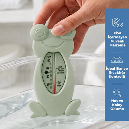 Babyjem Cıvasız Kurbağa Banyo Oda Termometresi Yeşil