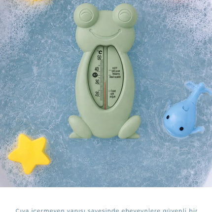 Babyjem Cıvasız Kurbağa Banyo Oda Termometresi Yeşil
