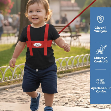 Babyjem Çocuk Yürüme Yardımcısı Güvenlik Kemeri Kırmızı