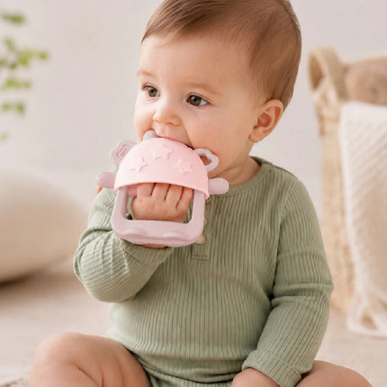 Babyjem Crabby Tutma Halkalı Silikon Diş Kaşıyıcı Pembe