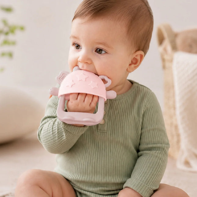 Babyjem Crabby Tutma Halkalı Silikon Diş Kaşıyıcı Pembe
