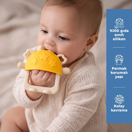 Babyjem Crabby Tutma Halkalı Silikon Diş Kaşıyıcı Sarı
