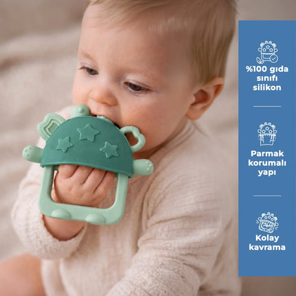 Babyjem Crabby Tutma Halkalı Silikon Diş Kaşıyıcı Soft Yeşil