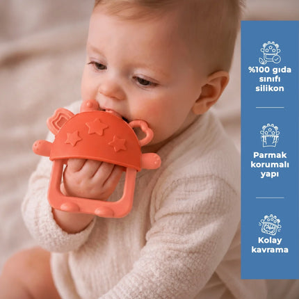 Babyjem Crabby Tutma Halkalı Silikon Diş Kaşıyıcı Turuncu