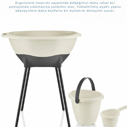 Babyjem Elegant Yenidoğan Ayaklı Bebek Banyo Küvet Seti Kum Beji
